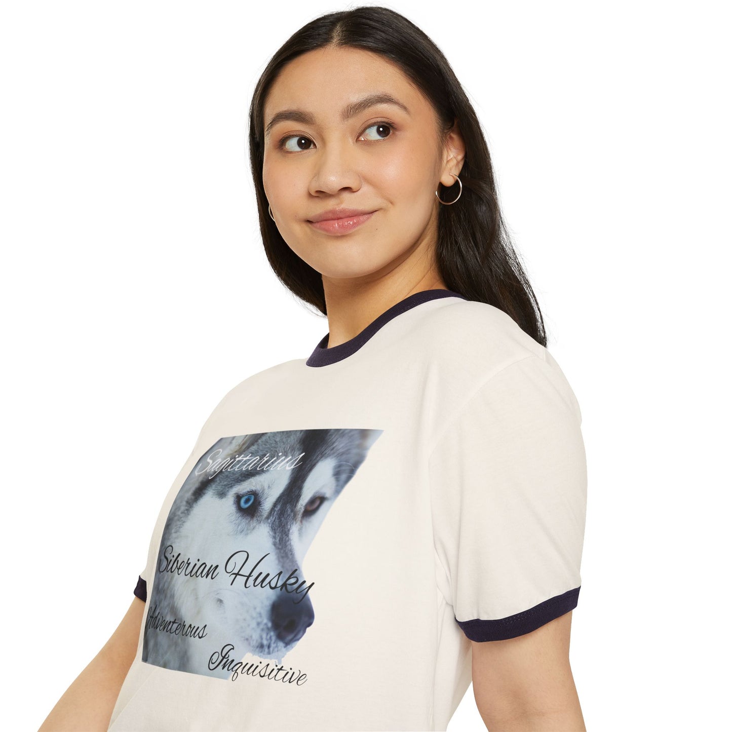 Sagittarius Siberian Husky Adventure Ringer T-Shirt - Unisex Cotton