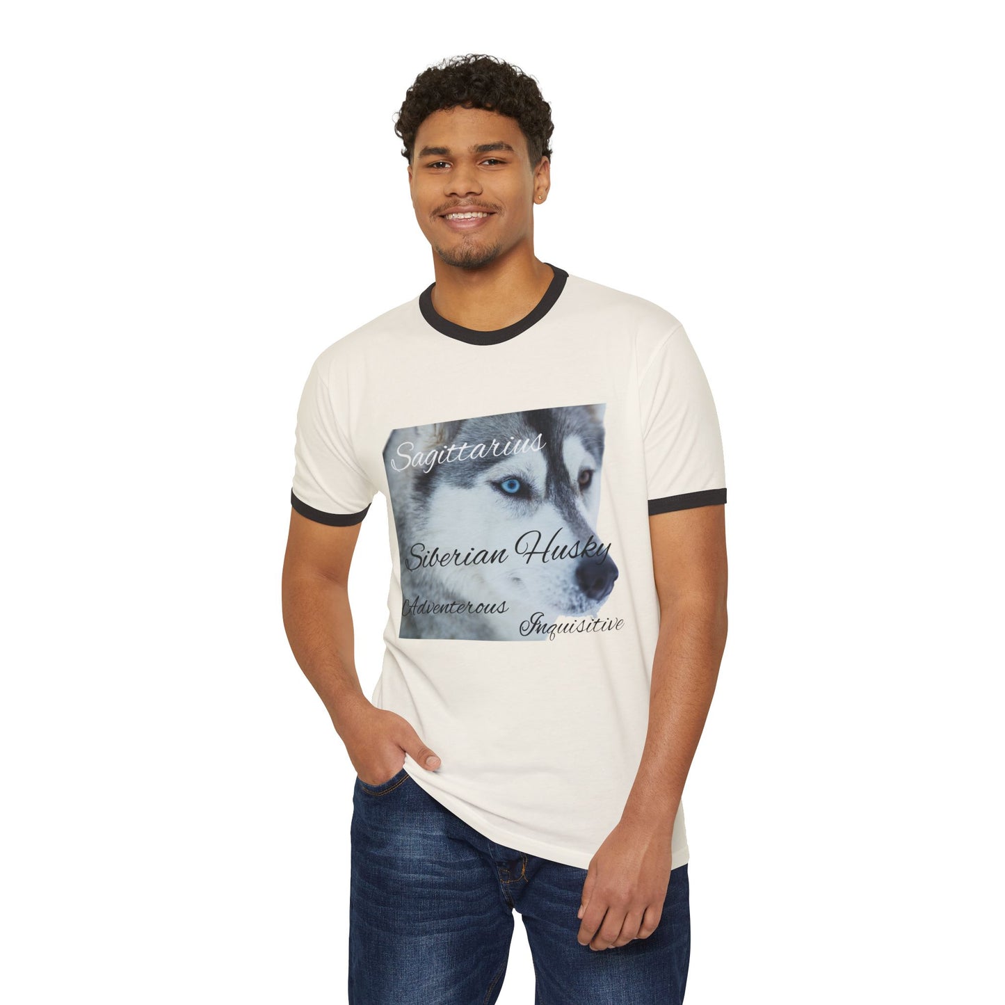 Sagittarius Siberian Husky Adventure Ringer T-Shirt - Unisex Cotton