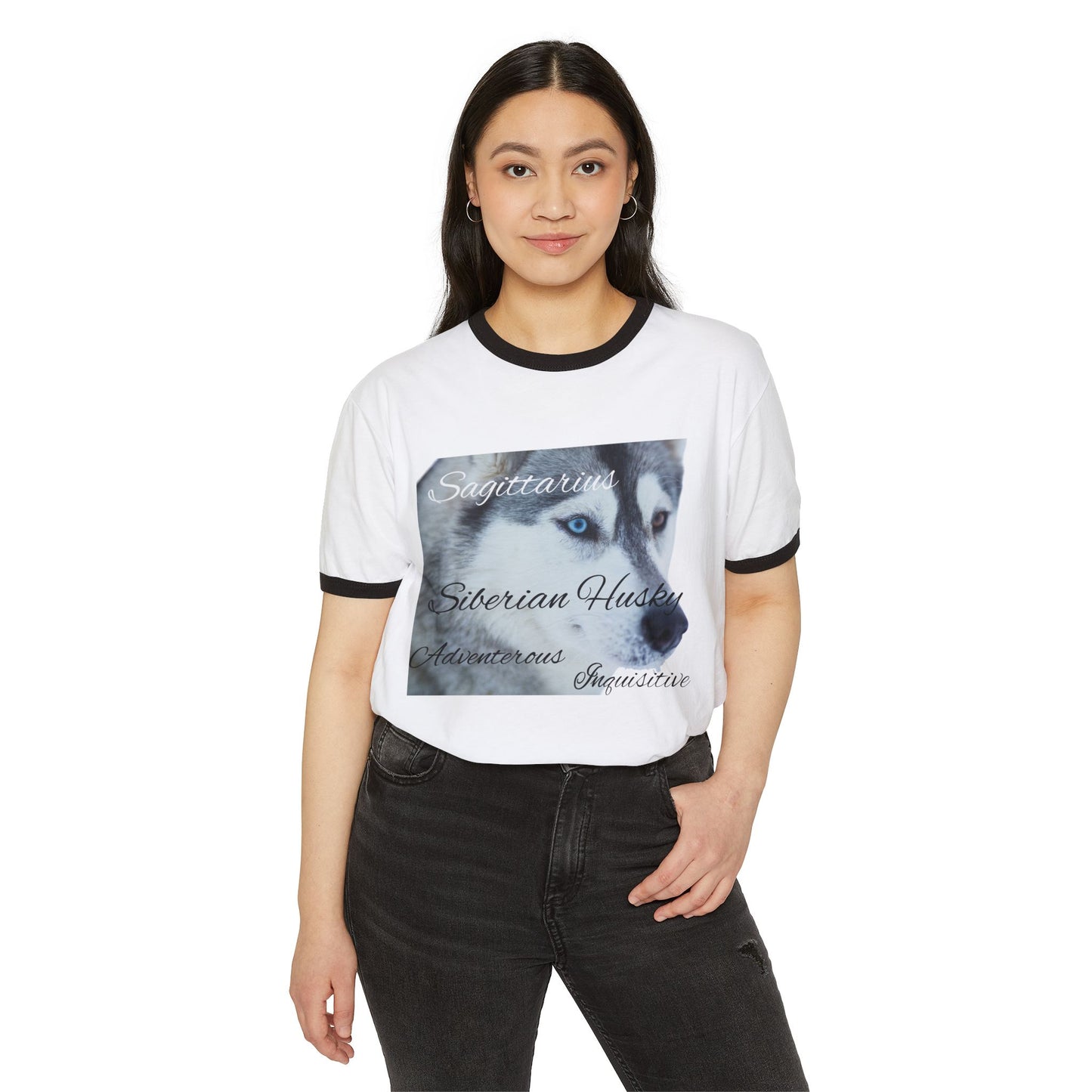 Sagittarius Siberian Husky Adventure Ringer T-Shirt - Unisex Cotton