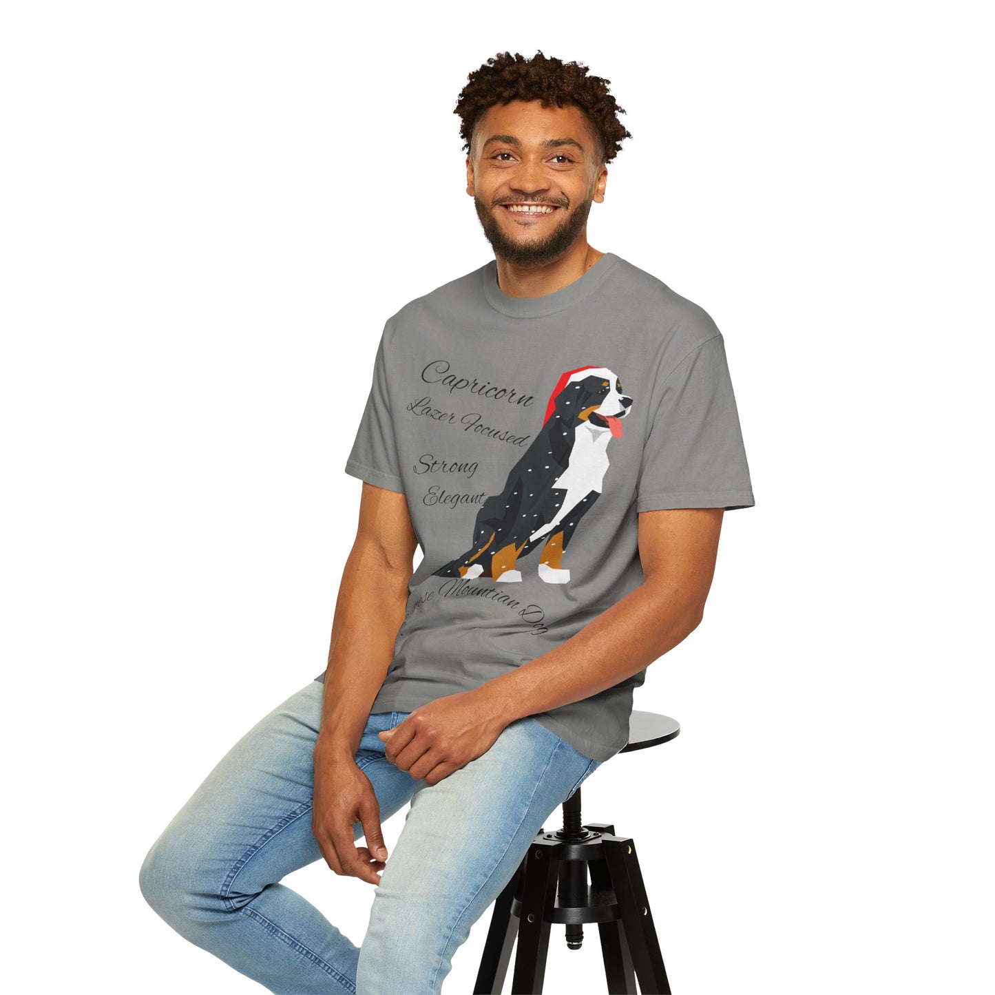 Capricorn Dog Unisex Garment-Dyed T-Shirt - Strong, Elegant, and Lazer Focused