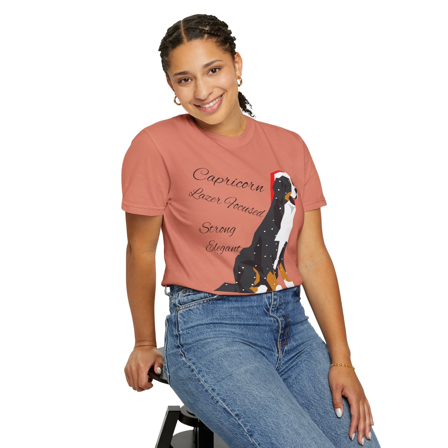 Capricorn Dog Unisex Garment-Dyed T-Shirt - Strong, Elegant, and Lazer Focused