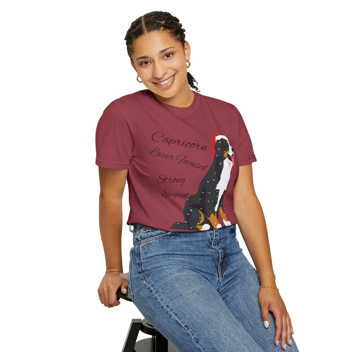 Capricorn Dog Unisex Garment-Dyed T-Shirt - Strong, Elegant, and Lazer Focused
