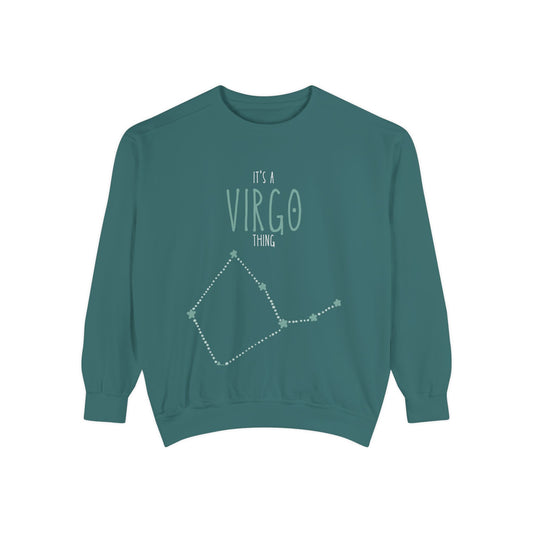 Virgo Unisex Garment-Dyed Sweatshirt - Cozy Astrology Gift, Celestial Fashion, Zodiac Apparel, Perfect for Birthdays & Astrological Events
