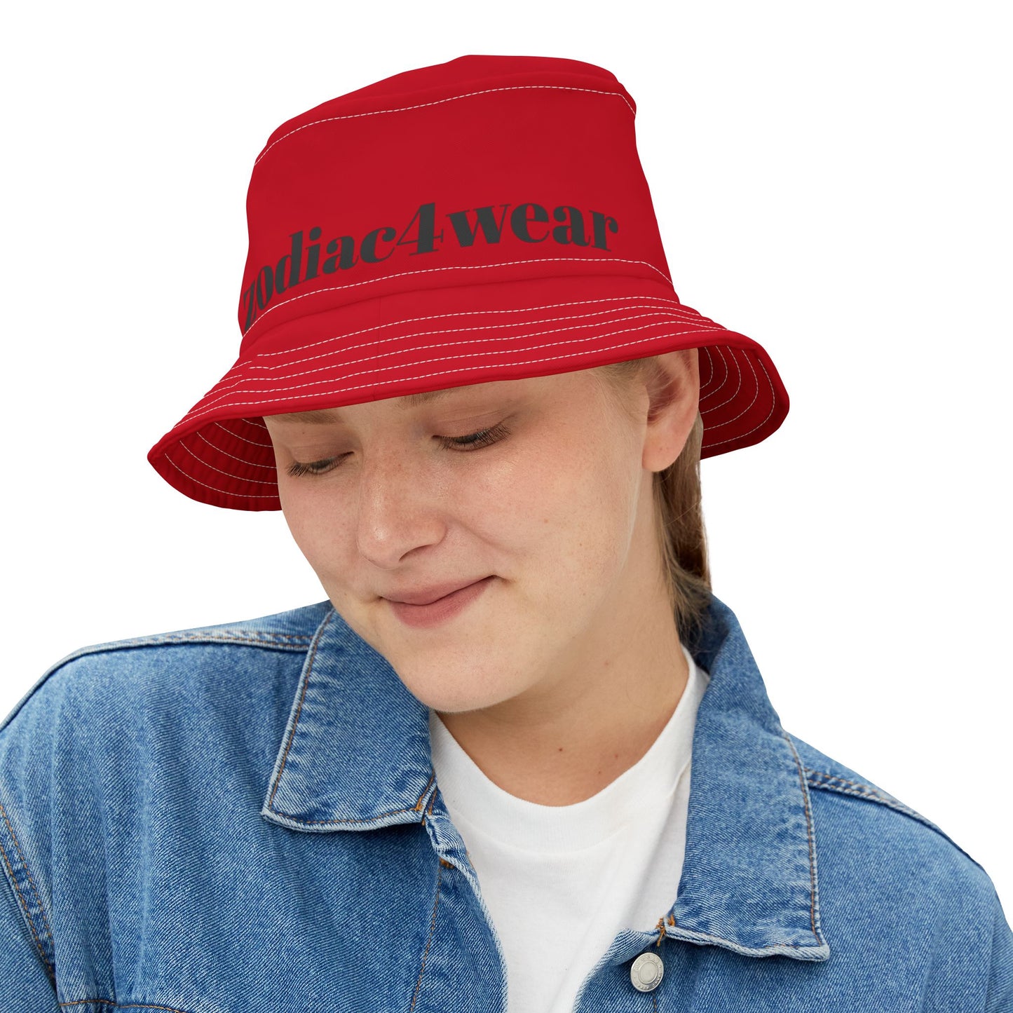 Zodiac 4 Wear Red Bucket Hat - Trendy Sun Protection for Astrology Lovers