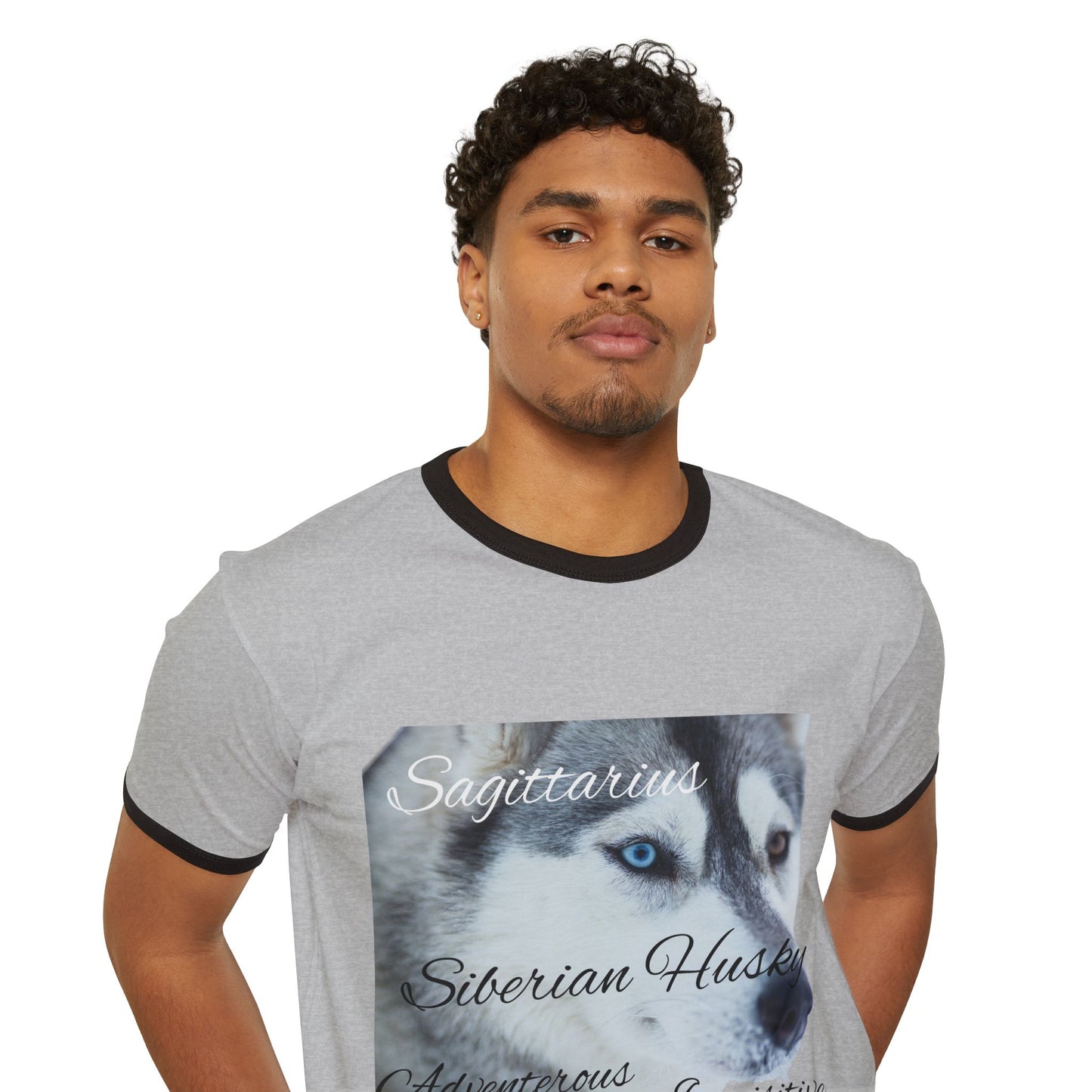 Sagittarius Siberian Husky Adventure Ringer T-Shirt - Unisex Cotton