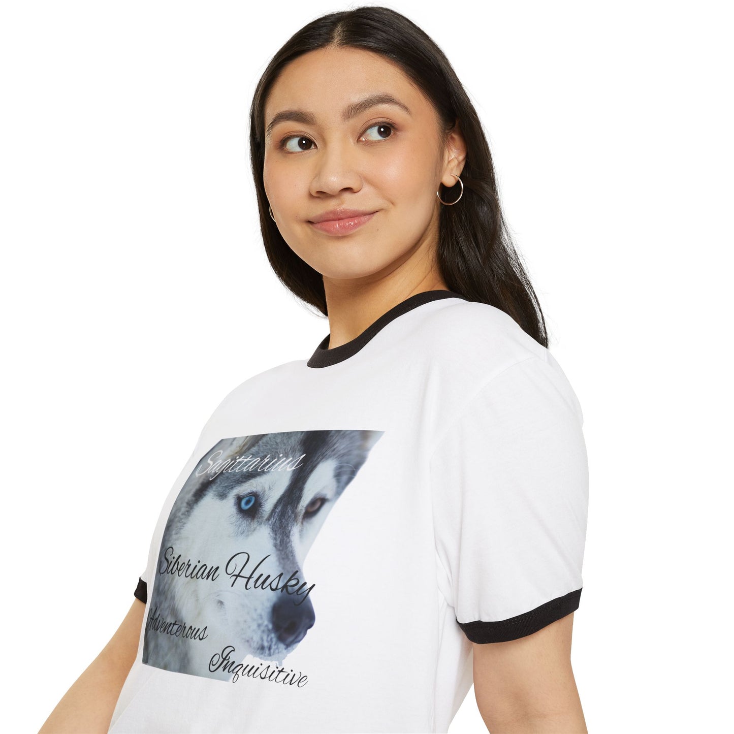 Sagittarius Siberian Husky Adventure Ringer T-Shirt - Unisex Cotton