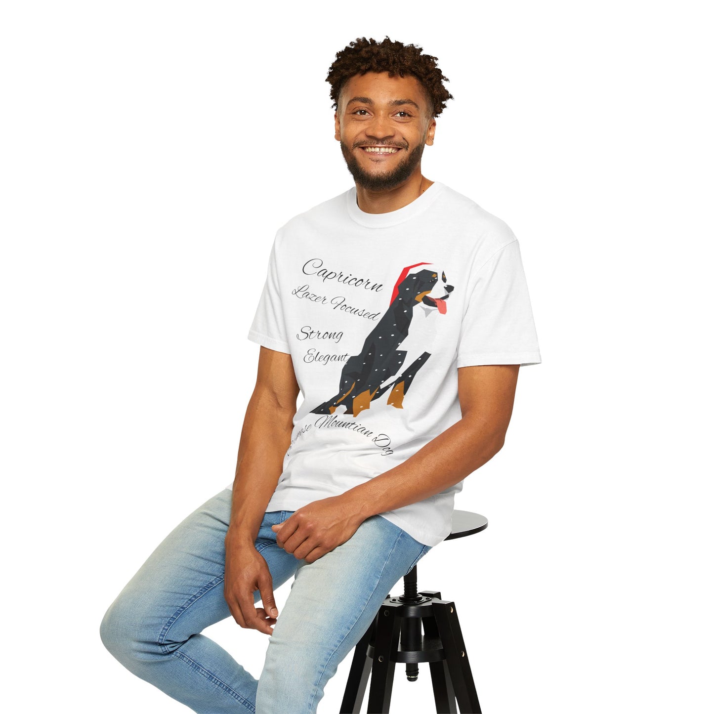 Capricorn Dog Unisex Garment-Dyed T-Shirt - Strong, Elegant, and Lazer Focused