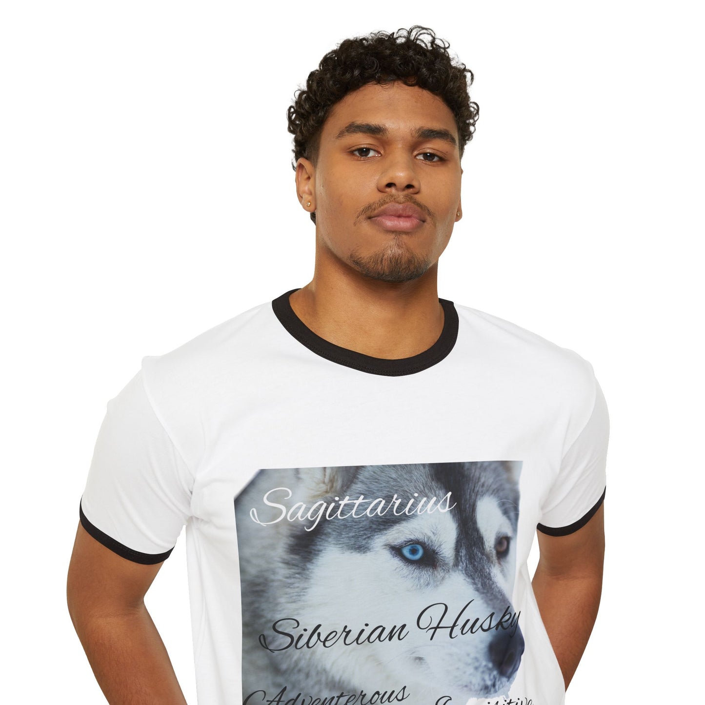 Sagittarius Siberian Husky Adventure Ringer T-Shirt - Unisex Cotton