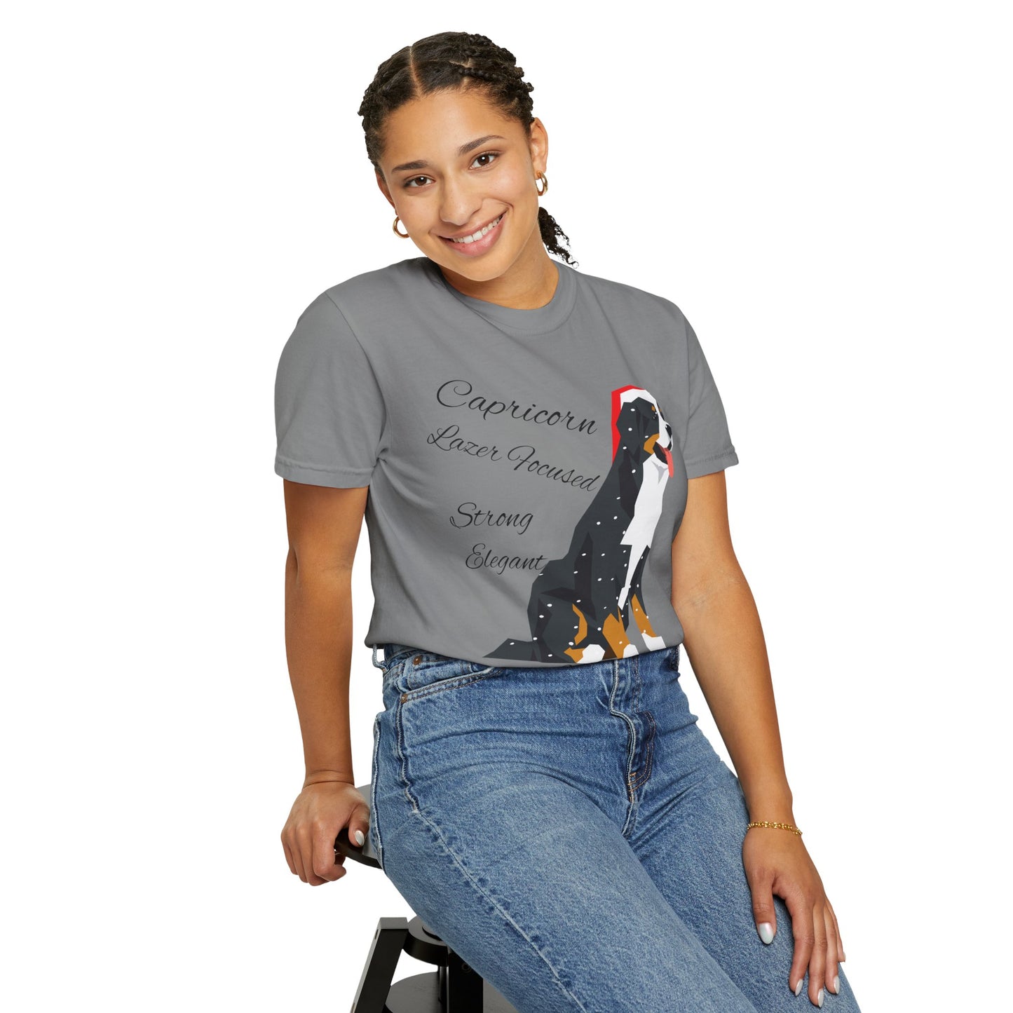 Capricorn Dog Unisex Garment-Dyed T-Shirt - Strong, Elegant, and Lazer Focused