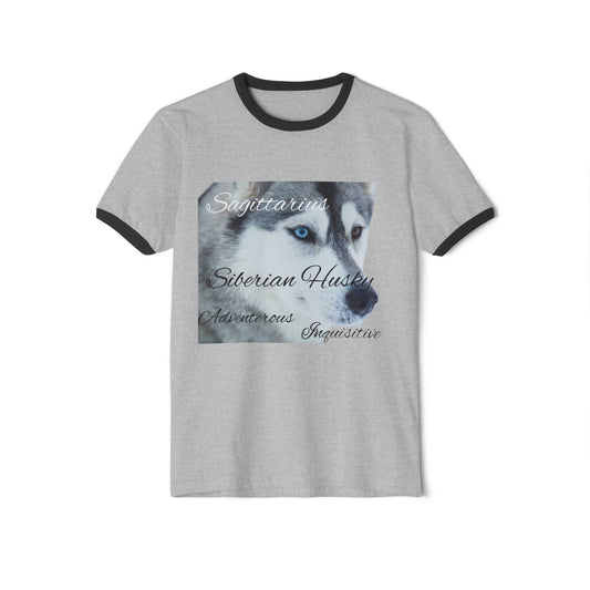 Sagittarius Siberian Husky Adventure Ringer T-Shirt - Unisex Cotton