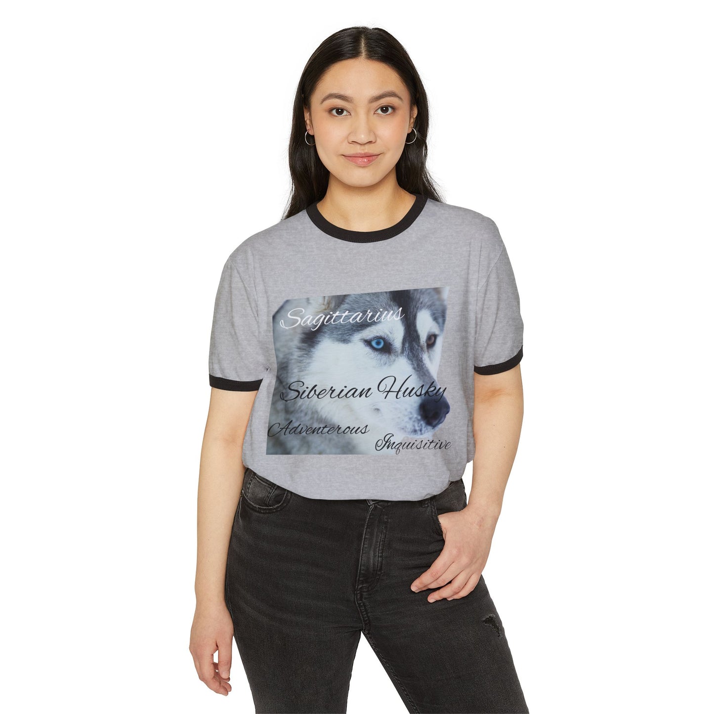 Sagittarius Siberian Husky Adventure Ringer T-Shirt - Unisex Cotton