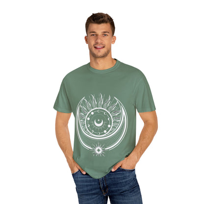Celestial Suns & Moons T-Shirt, Cosmic Graphic Tee, Unisex Space Shirt, Astrology Apparel, Horoscope Gift for Him/Her