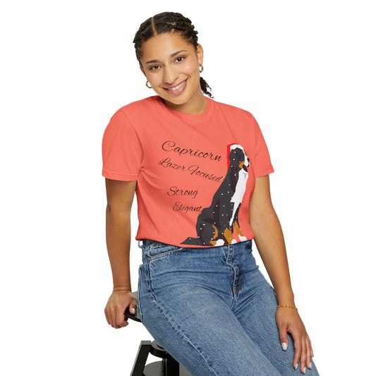 Capricorn Dog Unisex Garment-Dyed T-Shirt - Strong, Elegant, and Lazer Focused