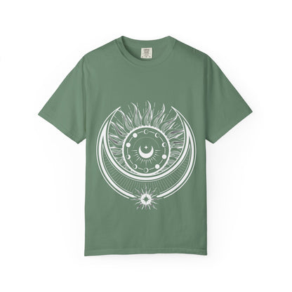Celestial Suns & Moons T-Shirt, Cosmic Graphic Tee, Unisex Space Shirt, Astrology Apparel, Horoscope Gift for Him/Her