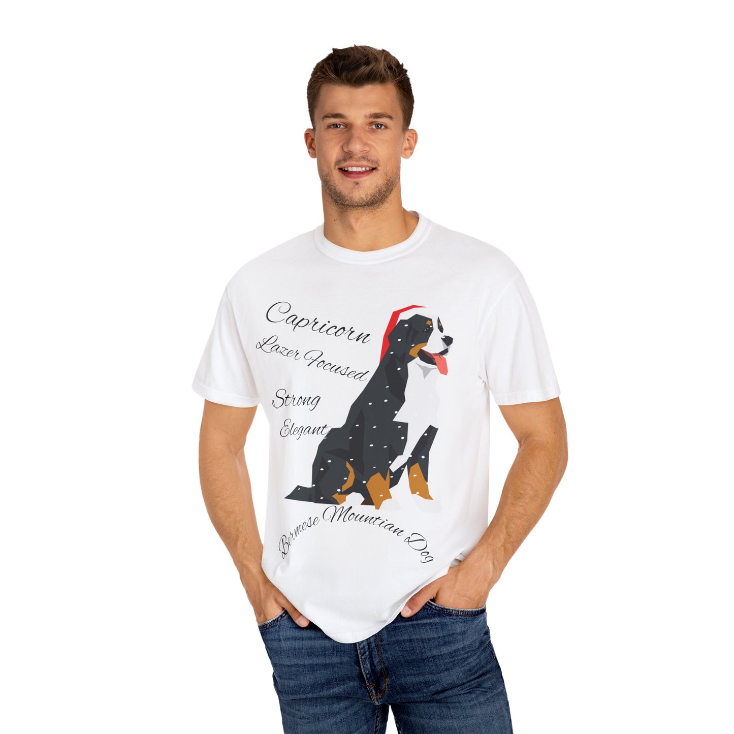 Capricorn Dog Unisex Garment-Dyed T-Shirt - Strong, Elegant, and Lazer Focused