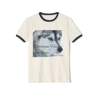Sagittarius Siberian Husky Adventure Ringer T-Shirt - Unisex Cotton