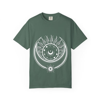 Celestial Suns & Moons T-Shirt, Cosmic Graphic Tee, Unisex Space Shirt, Astrology Apparel, Horoscope Gift for Him/Her