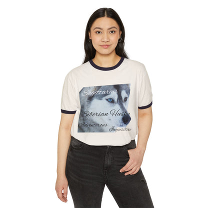 Sagittarius Siberian Husky Adventure Ringer T-Shirt - Unisex Cotton