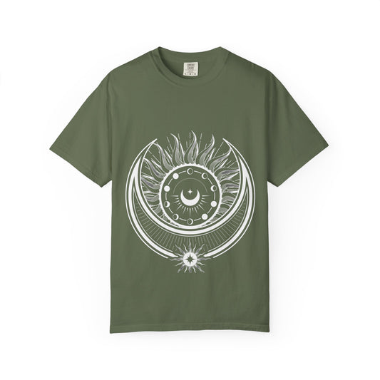 Celestial Suns & Moons T-Shirt, Cosmic Graphic Tee, Unisex Space Shirt, Astrology Apparel, Horoscope Gift for Him/Her