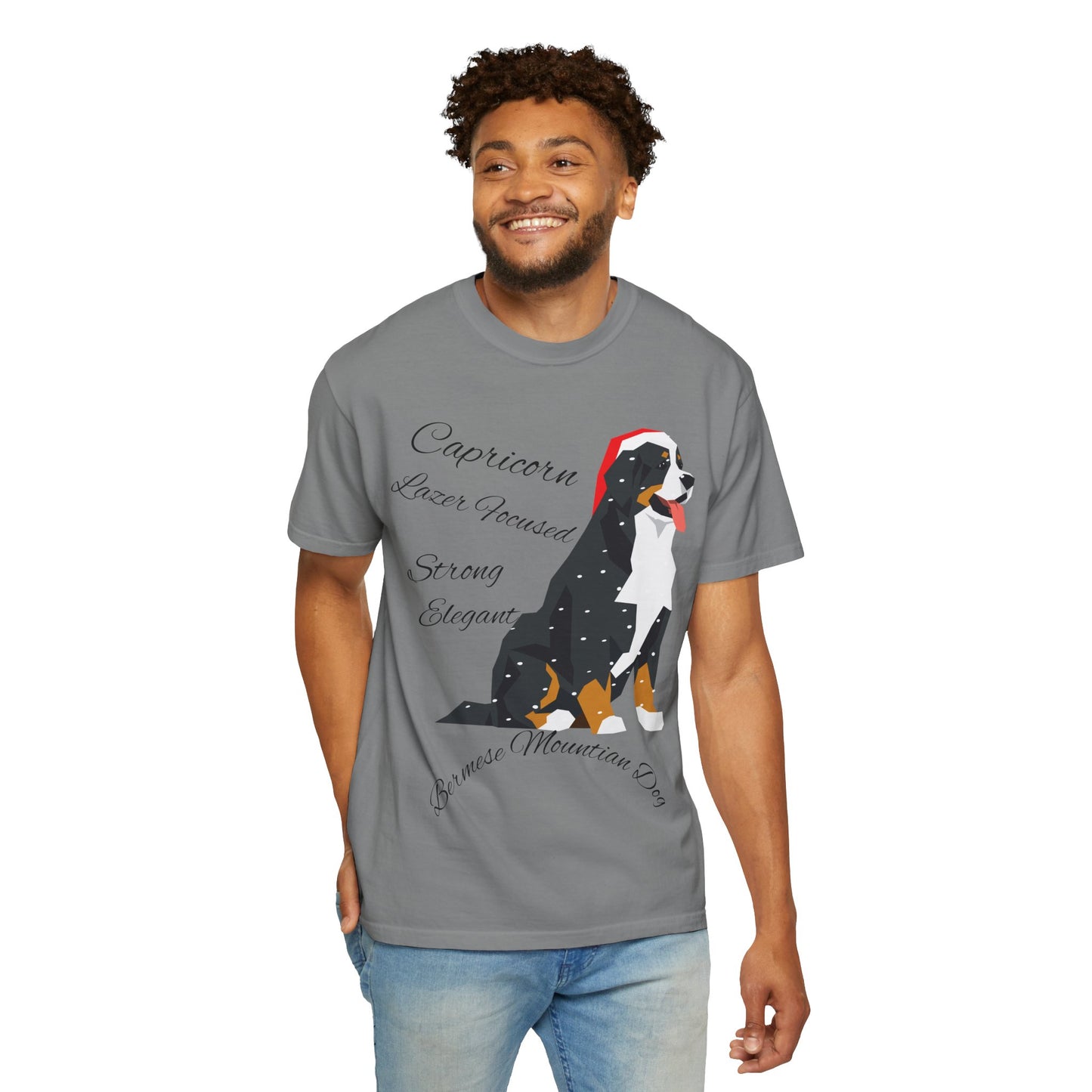 Capricorn Dog Unisex Garment-Dyed T-Shirt - Strong, Elegant, and Lazer Focused