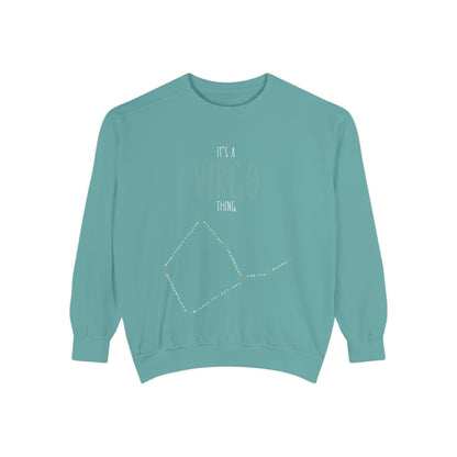 Virgo Unisex Garment-Dyed Sweatshirt - Cozy Astrology Gift, Celestial Fashion, Zodiac Apparel, Perfect for Birthdays & Astrological Events